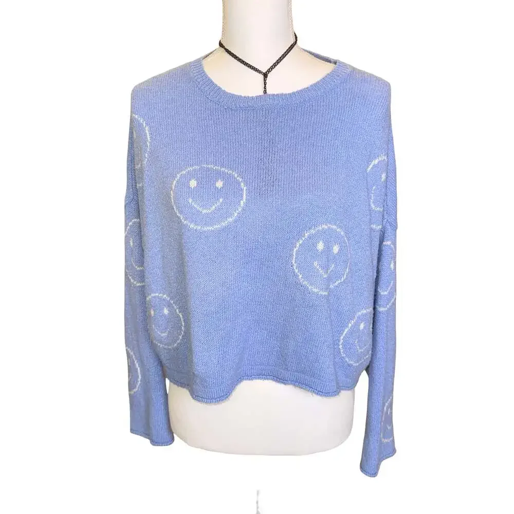 Sincerely Jules Blue Smiley Face Knit Loungewear Set size Small